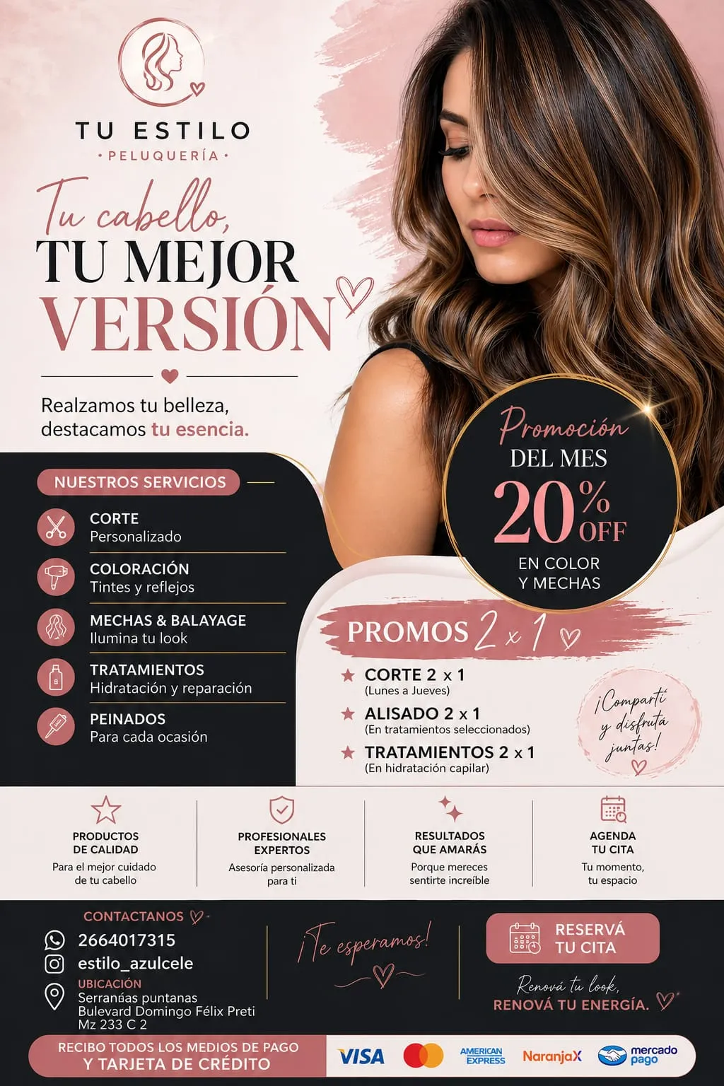 peluqueria , estilista colorista unisex
