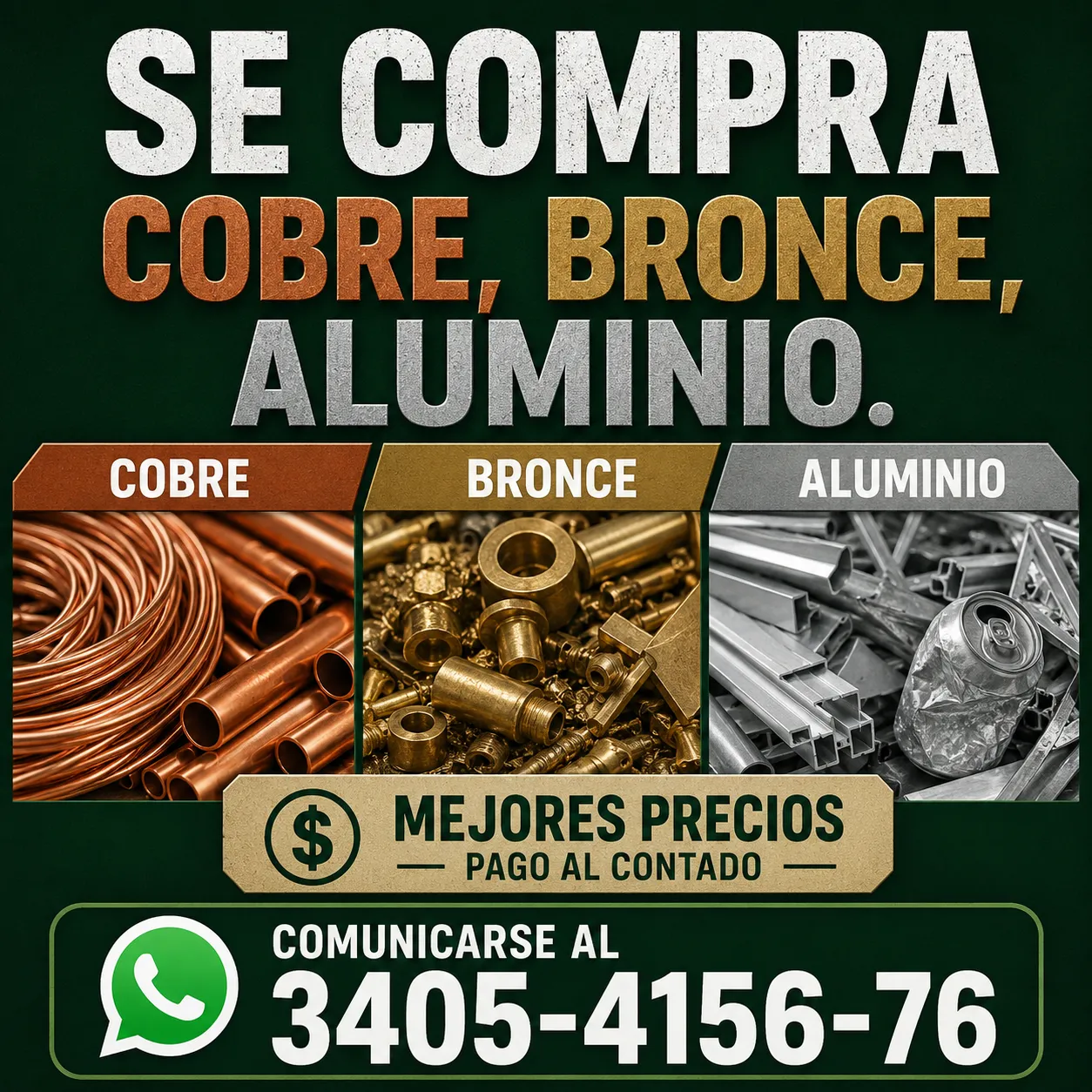 Compro cobre, bronce ,aluminio